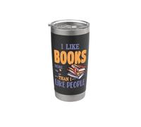 Mi piacciono i libri più di quanto mi piacciono le persone Costume da bibliotecario Bicchiere termico in acciaio inox doppia parete