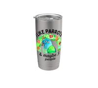 Mi piacciono i pappagalli dalla testa blu e forse 3 persone Bicchiere termico in acciaio inox doppia parete