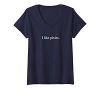 Mi piacciono i Pixies Maglietta con Collo a V, Donna, Navy, S