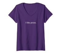 Mi piacciono i Pixies Maglietta con Collo a V, Donna, Viola, XL