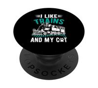 Mi piacciono i treni e il mio gatto PopSockets PopGrip Adesivo