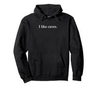 Mi piacciono Le grotte - Funny Typography Felpa con Cappuccio, Unisex per Adulti, Nero, XL