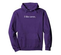 Mi piacciono Le grotte - Funny Typography Felpa con Cappuccio, Unisex per Adulti, Viola, XL