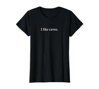 Mi piacciono Le grotte - Funny Typography Maglietta, Donna, Nero, L