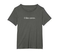 Mi piacciono Le grotte - Funny Typography Maglietta, Donna Plus-Size, Asfalto, 4X