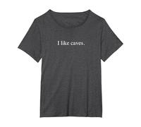 Mi piacciono Le grotte - Funny Typography Maglietta, Donna Plus-Size, Grigio Scuro, 6X