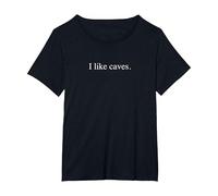 Mi piacciono Le grotte - Funny Typography Maglietta, Donna Plus-Size, Nero, 6X
