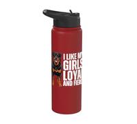 Mi piacciono le mie ragazze Rottweiler Cane Rottie fedele e feroce Stainless Steel Insulated Water Bottle