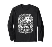 Mi piacciono Le Piante e Forse Tre Persone Botanica Vintage Maglia a Manica