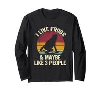 Mi piacciono le rane e forse come 3 persone Amante effetto vintage Maglia a Manica