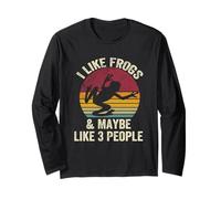 Mi piacciono le rane e forse come 3 persone Amante effetto vintage Maglia a Manica