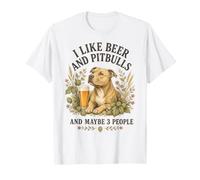 Mi Piace Birra e Pitbulls e Forse 3 Persone Divertente Cane Mamma Maglietta