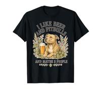 Mi Piace Birra e Pitbulls e Forse 3 Persone Divertente Cane Mamma Maglietta con Stampa Grafica Economica