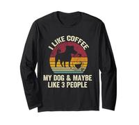 Mi piace caffè e cane Forse come 3 Persone Amante Vintage Effetto Maglia a Manica