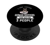 Mi piace caffè mio cane pastore tedesco e forse 3 persone PopSockets PopGrip Adesivo