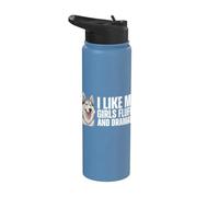Mi piace il buffo e drammatico husky siberiano delle mie ragazze Stainless Steel Insulated Water Bottle