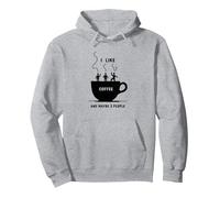 Mi Piace Il caffè e Forse 3 Persone Grafica Divertente Felpa con Cappuccio, Unisex per Adulti, Grigio Melange, XL