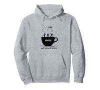 Mi Piace Il caffè e Forse 3 Persone Grafica Divertente Felpa con Cappuccio, Unisex per Adulti, Grigio Melange, M