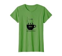 Mi Piace Il caffè e Forse 3 Persone Grafica Divertente Maglietta, Donna, Erba, L
