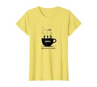 Mi Piace Il caffè e Forse 3 Persone Grafica Divertente Maglietta, Donna, Limone, L