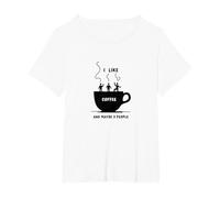 Mi Piace Il caffè e Forse 3 Persone Grafica Divertente Maglietta, Donna Plus-Size, Bianco, 6X
