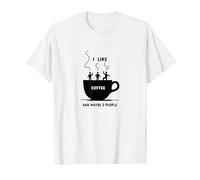 Mi Piace Il caffè e Forse 3 Persone Grafica Divertente Maglietta, Uomo, Bianco, M
