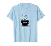 Mi Piace Il caffè e Forse 3 Persone Grafica Divertente Maglietta, Uomo, Celeste, XL