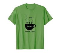 Mi Piace Il caffè e Forse 3 Persone Grafica Divertente Maglietta, Uomo, Erba, XXL