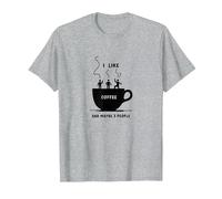 Mi Piace Il caffè e Forse 3 Persone Grafica Divertente Maglietta, Uomo, Grigio Melange, L