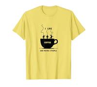 Mi Piace Il caffè e Forse 3 Persone Grafica Divertente Maglietta, Uomo, Limone, S
