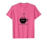 Mi Piace Il caffè e Forse 3 Persone Grafica Divertente Maglietta, Uomo, Rosa mélange, L