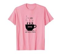Mi Piace Il caffè e Forse 3 Persone Grafica Divertente Maglietta, Uomo, Rosa, S