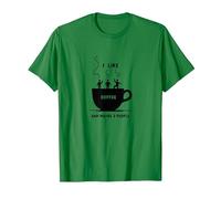 Mi Piace Il caffè e Forse 3 Persone Grafica Divertente Maglietta, Uomo, Verde Mela, L