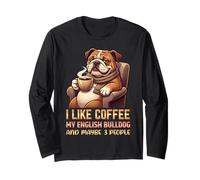 Mi Piace Il caffè Il Mio Bulldog Inglese e Forse 3 Persone Maglia a Manica