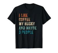 Mi Piace Il caffè Il Mio Husky e Forse 3 Persone Siberian Husky Maglietta con Stampa Grafica Economica, Uomo, Nero, M