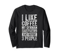 Mi Piace Il caffè Il Mio Pastore Tedesco e Forse 3 Persone Maglia a Manica