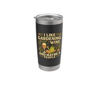Mi piace il giardinaggio e il vino e forse 3 persone Hobby introverso Bicchiere termico in acciaio inox doppia parete