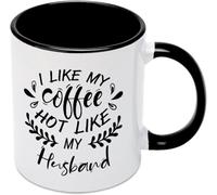 Mi piace il mio caffè caldo come quello di mio marito, tazze da caffè originali, tazza da caffè in ceramica con stampa su entrambi i lati, regalo per mamma, papà, amico, moglie, marito, 11 once