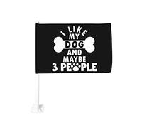 MI PIACE IL MIO CANE E FORSE 3 PERSONE Bandiera per auto 12x18 Bandiere per auto Decorazione per finestrini auto, Bandiere per finestrini auto impermeabili Bandiera per finestrini auto a doppia faccia