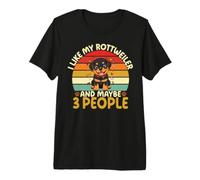 Mi Piace Il Mio Rottweiler e Forse 3 Persone Divertente introverso Maglietta Premium