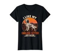 Mi Piace Il Mio Setter Inglese e Forse 3 Persone Introvert Dog Maglietta con Stampa Grafica Economica, Donna, Nero, XL