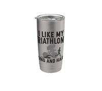 Mi piace il mio triathlon lungo e duro triatleta Bicchiere termico in acciaio inox doppia parete