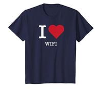 Mi Piace Il WiFi, Amo Il WiFi Maglietta, Bambini, Navy, 10 Anni