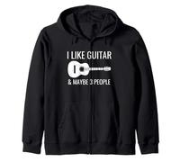 Mi piace la chitarra e forse 3 Persone Musica divertente Chitarra introversa Felpa con Cappuccio