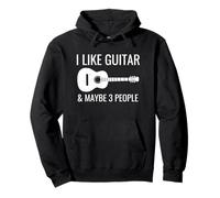 Mi piace la chitarra e forse 3 Persone Musica divertente Chitarra introversa Felpa con Cappuccio