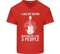 Mi Piace La Mia Chitarra E 3 Persone Rock N Roll Uomo V-Neck T-Shirt In Cotone