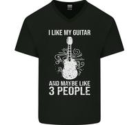 Mi Piace La Mia Chitarra E 3 Persone Rock N Roll Uomo V-Neck T-Shirt In Cotone