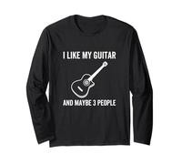 Mi Piace la mia Chitarra e Forse 3 Persone Divertente Chitarrista Maglia a Manica