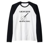 Mi Piace la mia Chitarra e Forse 3 Persone Divertente Chitarrista Maglia con Maniche Raglan