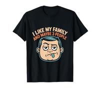 Mi piace la mia famiglia e forse 3 persone divertente sarcastico citazione Maglietta